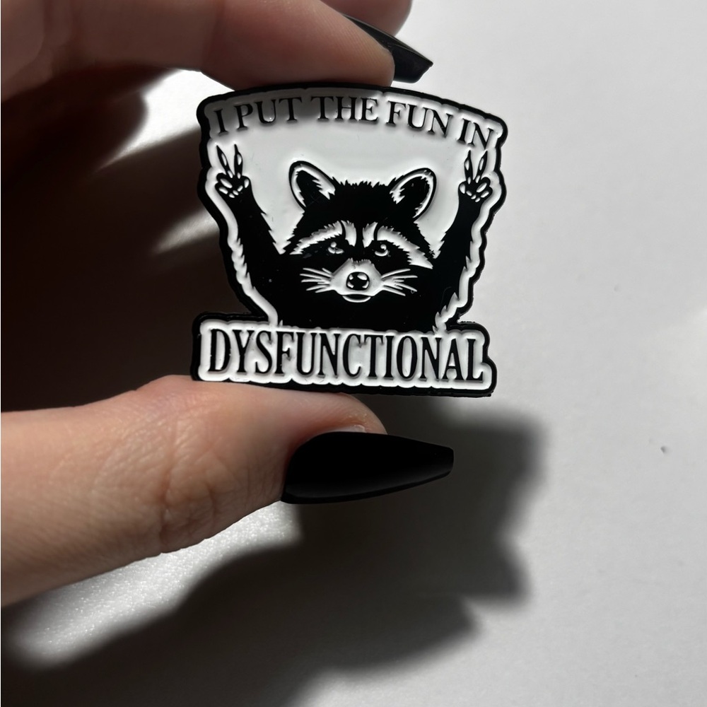 (3 for $30) Black and White Raccoon Enamel Pin